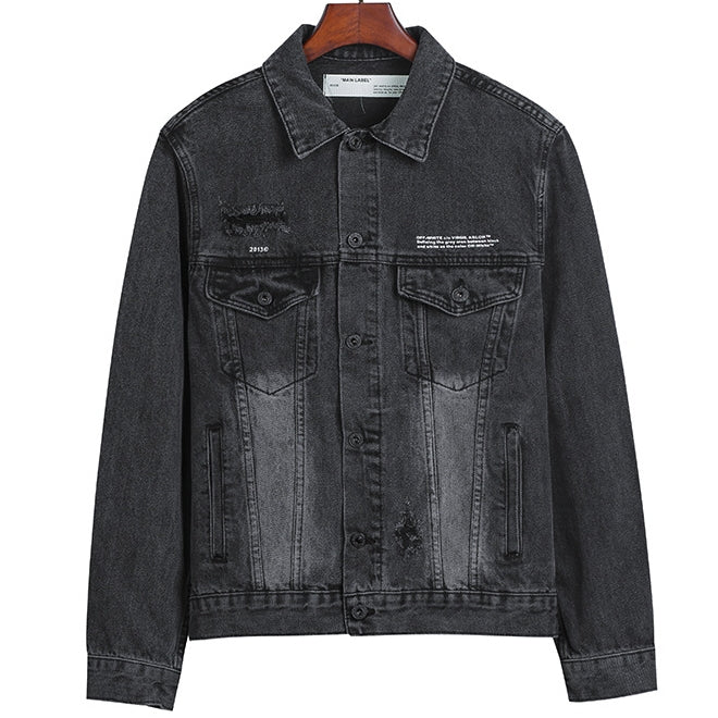 Off-White Black Green Forest Graphic Denim Jacket for Men