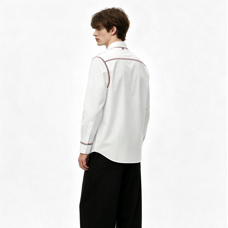 Tricolor Stripe Oxford Shirt ¨C Unisex THOM TREND