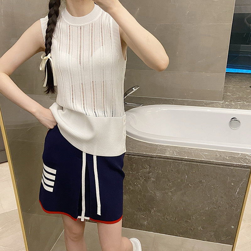 Open-knit sleeveless top
