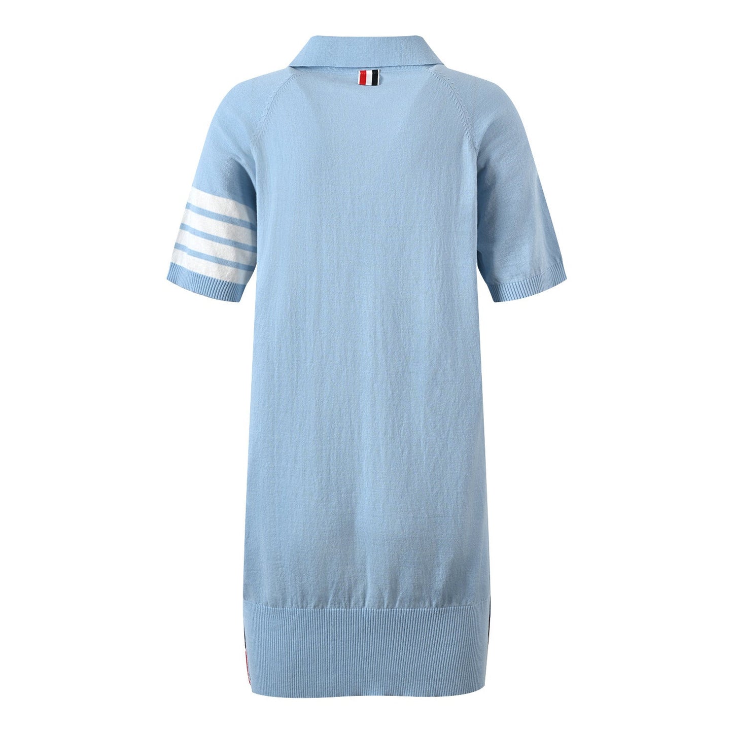Polo lapel knitted short sleeve dress