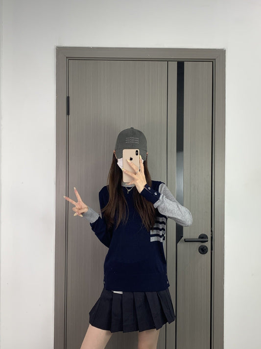 2025SS Spliced four-bar striped sweater THOM TREND