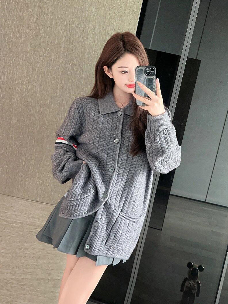 Unisex Herringbone Cardigan Jacket THOM TREND