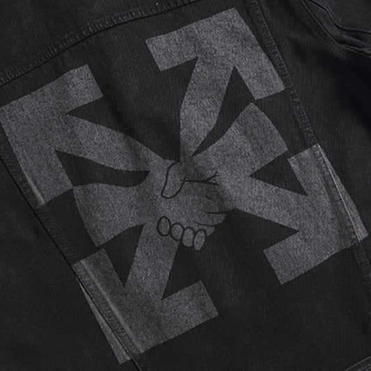 Off-White Black Tonal Handshake Arrow Denim Jacket for Men