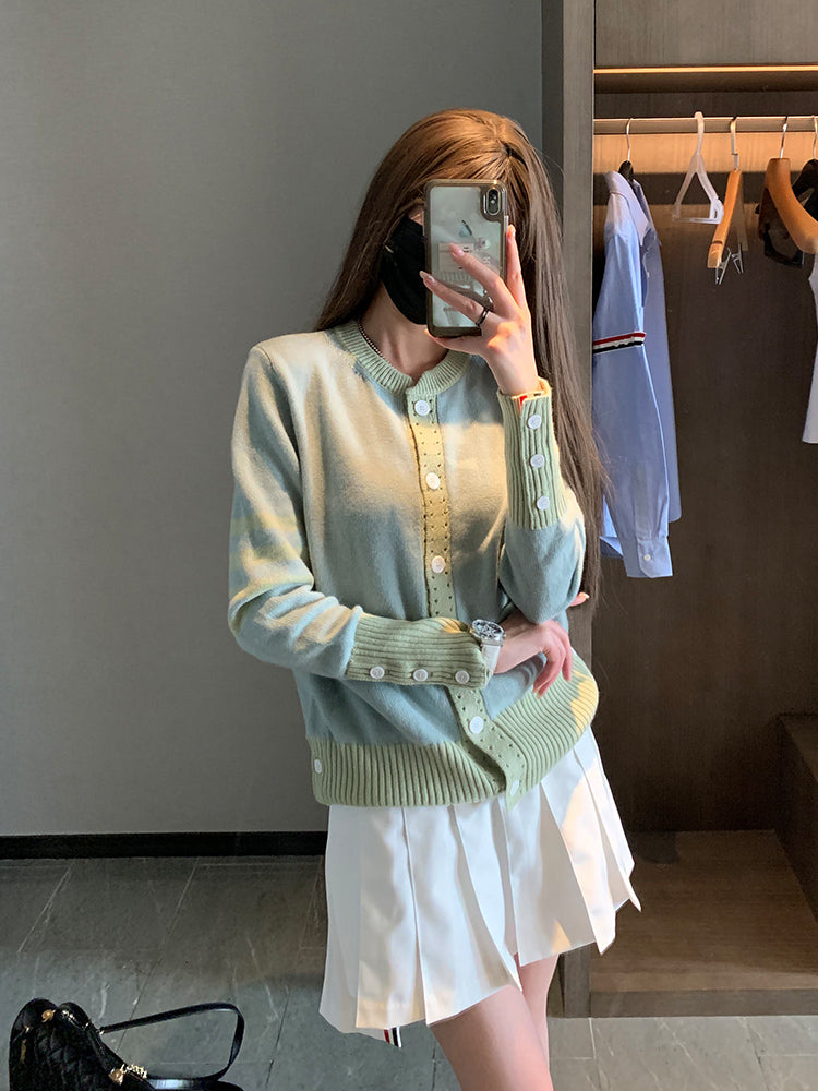 2025S Women's perforated jacket with placket THOM TREND