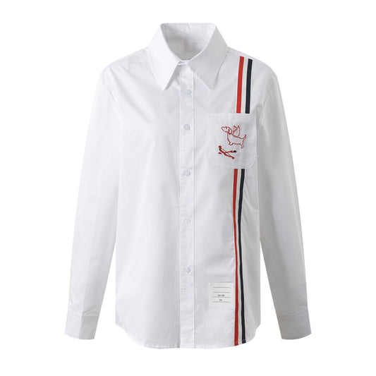 Women's dog embroidered shirt