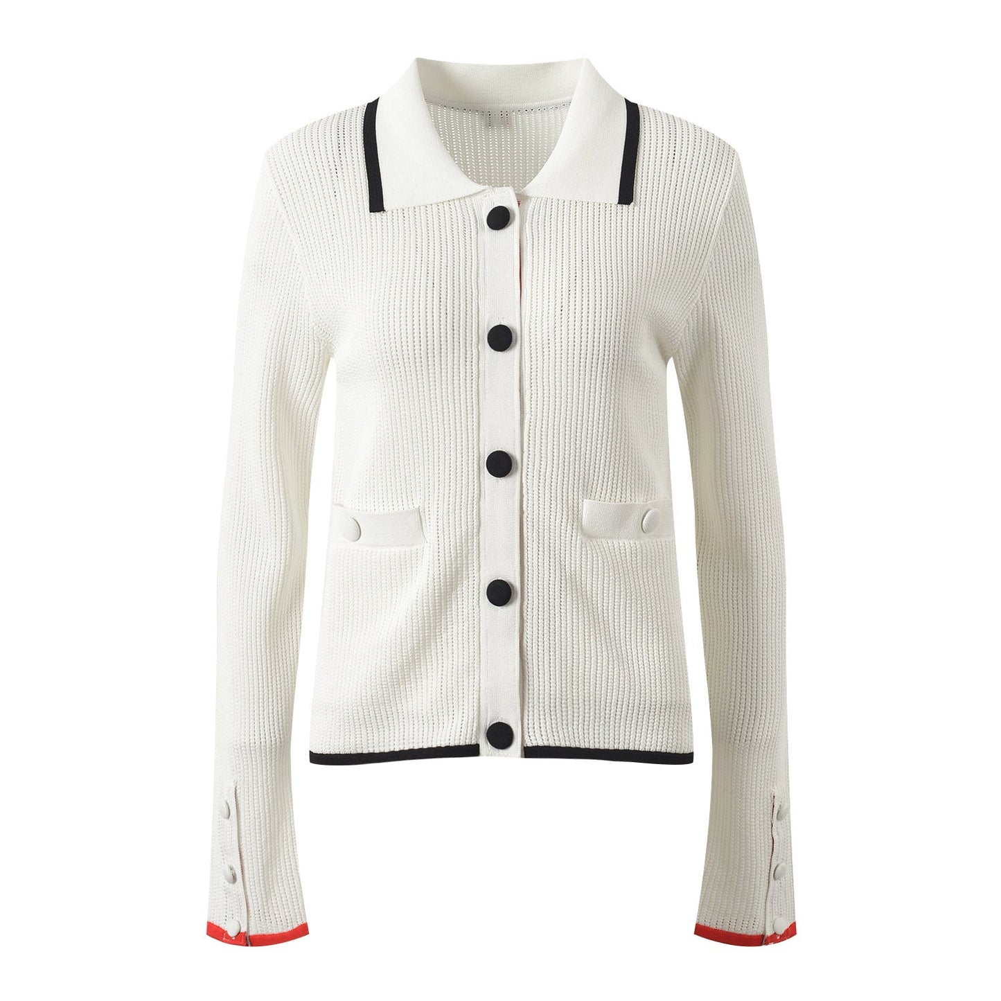 Polo collar cardigan