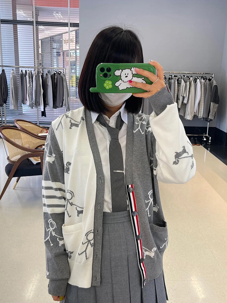 Unisex Stickman Dog Walking Cardigan THOM TREND