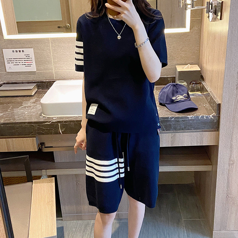Short-Sleeved Knitted Track Suit