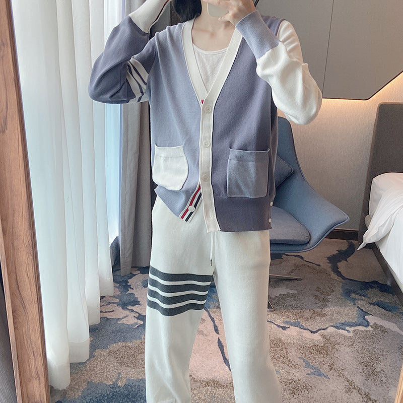 Colorblock wool knit cardigan THOM TREND