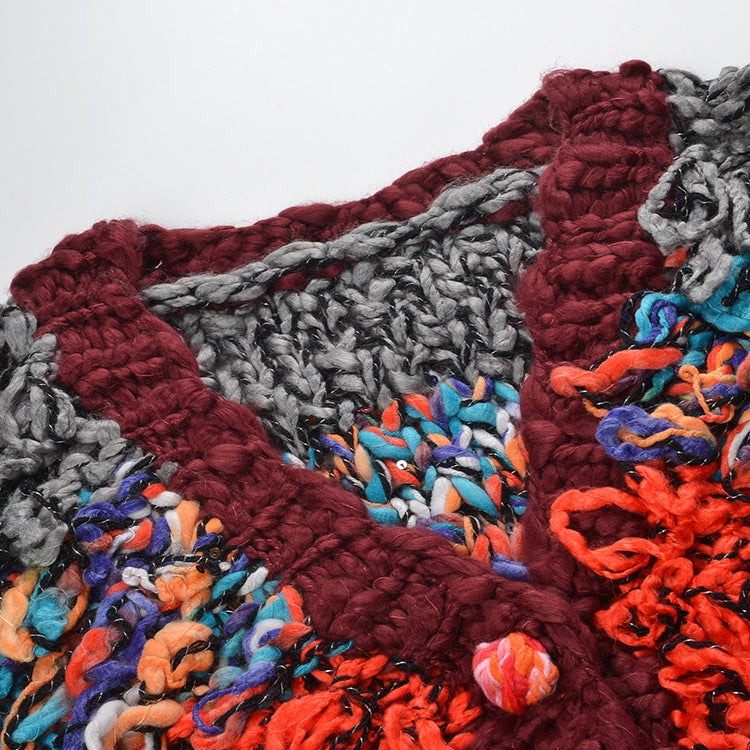 2025SS Colorful woven tassel sweater coat THOM TREND