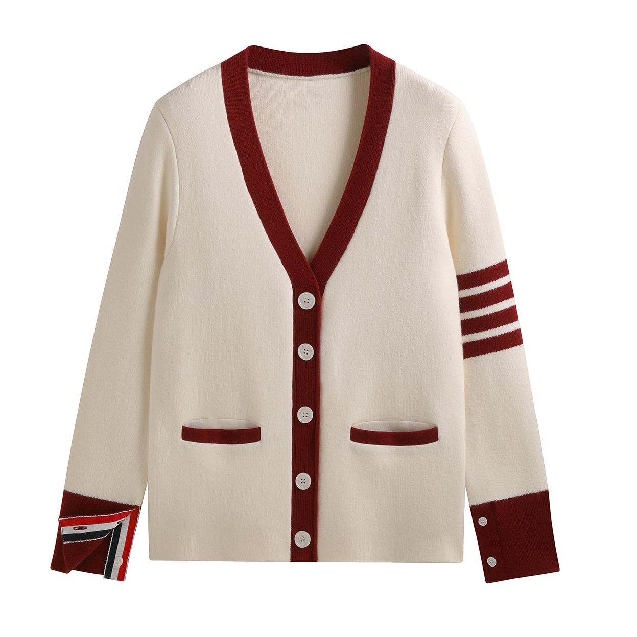 2025SS  Contrast color rugby cardigan THOM TREND