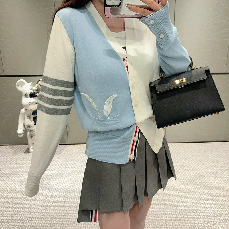 2025SS  Pocket Feather Intarsia Cardigan THOM TREND