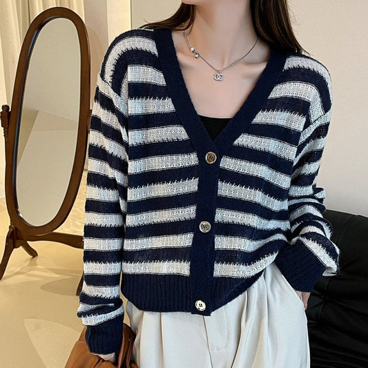 2025SS Striped color block knitted sweater THOM TREND