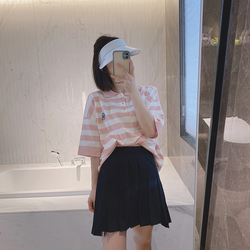 Contrast striped polo shirt