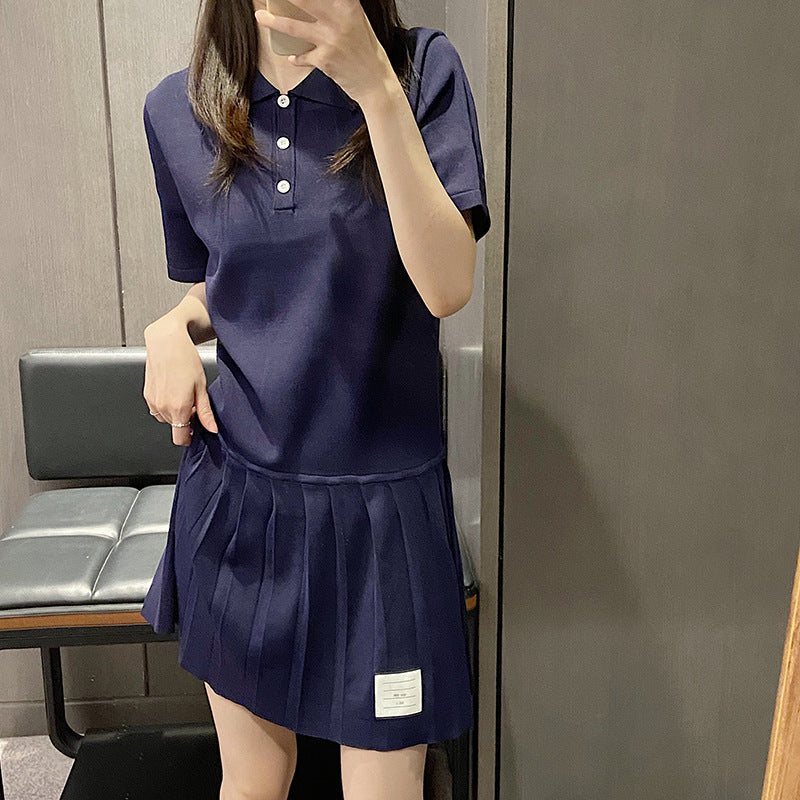 Women's four-stripe POLO collar dress THOM TREND