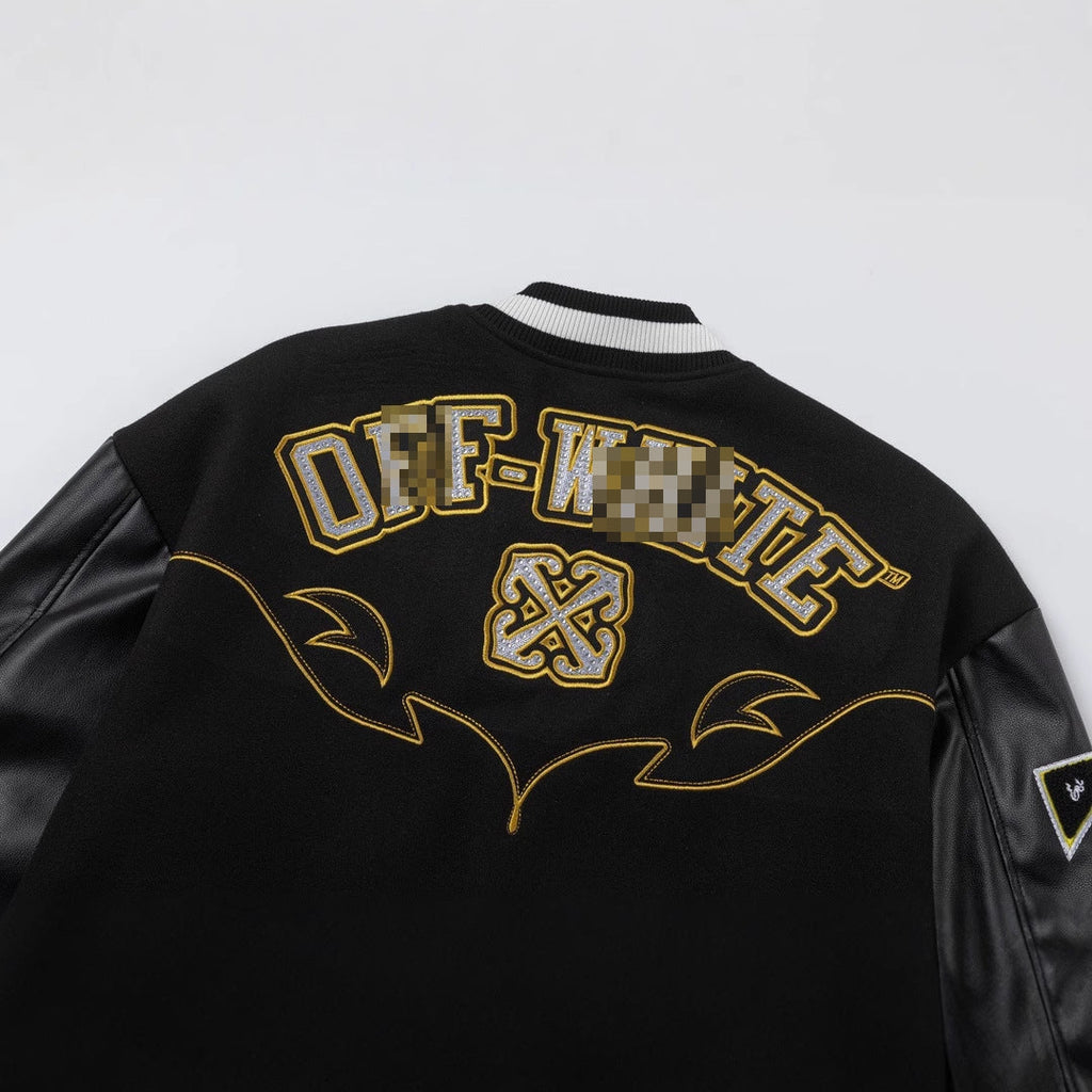 Off-White Black Gold Number 23 Varsity Jacket for Men