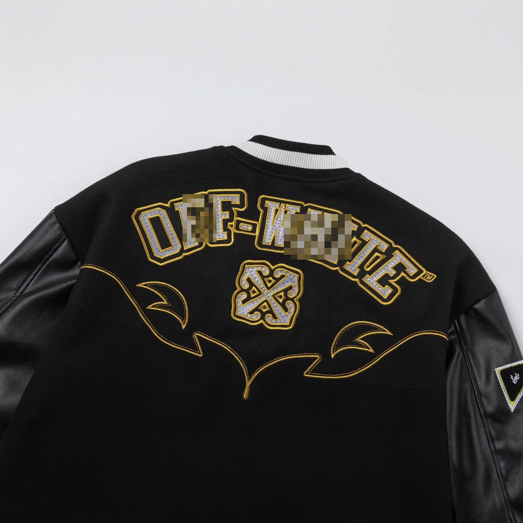 Off-White Black Gold Number 23 Varsity Jacket for Men