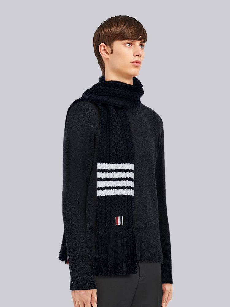 Couple knitted cable sweater scarf THOM TREND