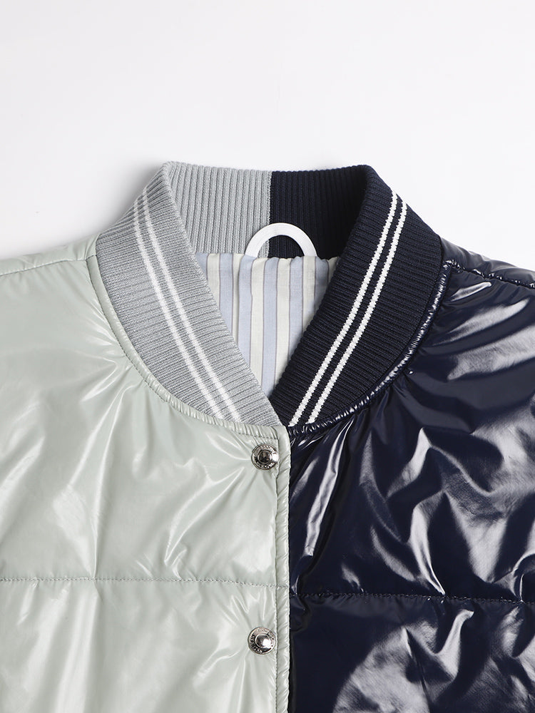 Unisex Shiny Colorblock Baseball Collar Vest THOM TREND