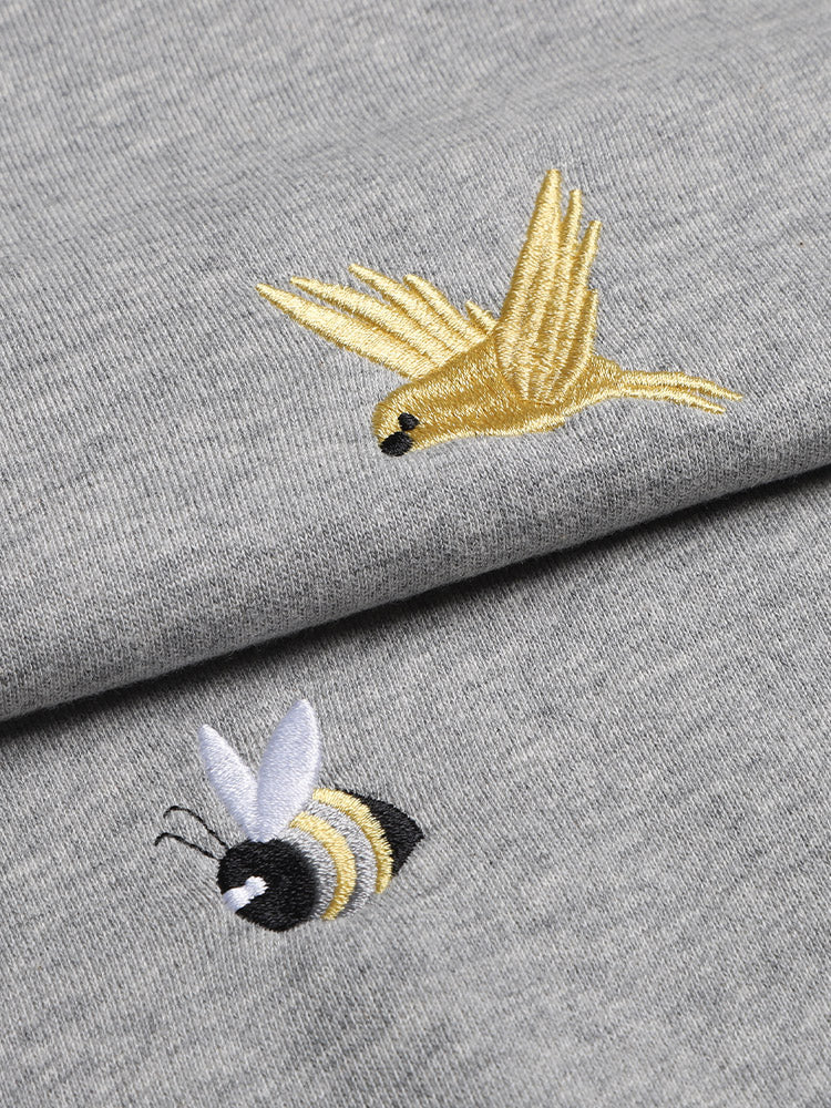 Bird and Bee Embroidered Zip-Up Hooded Cardigan（副本） THOM TREND