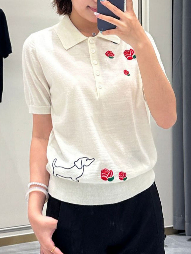 Women's polo neck long sleeve sweater（副本） THOM TREND