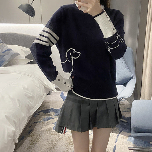 2025SS  Dog pattern pullover sweater THOM TREND