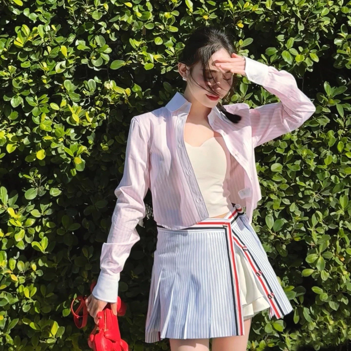 Women's contrast ribbon patchwork skirt THOM TREND