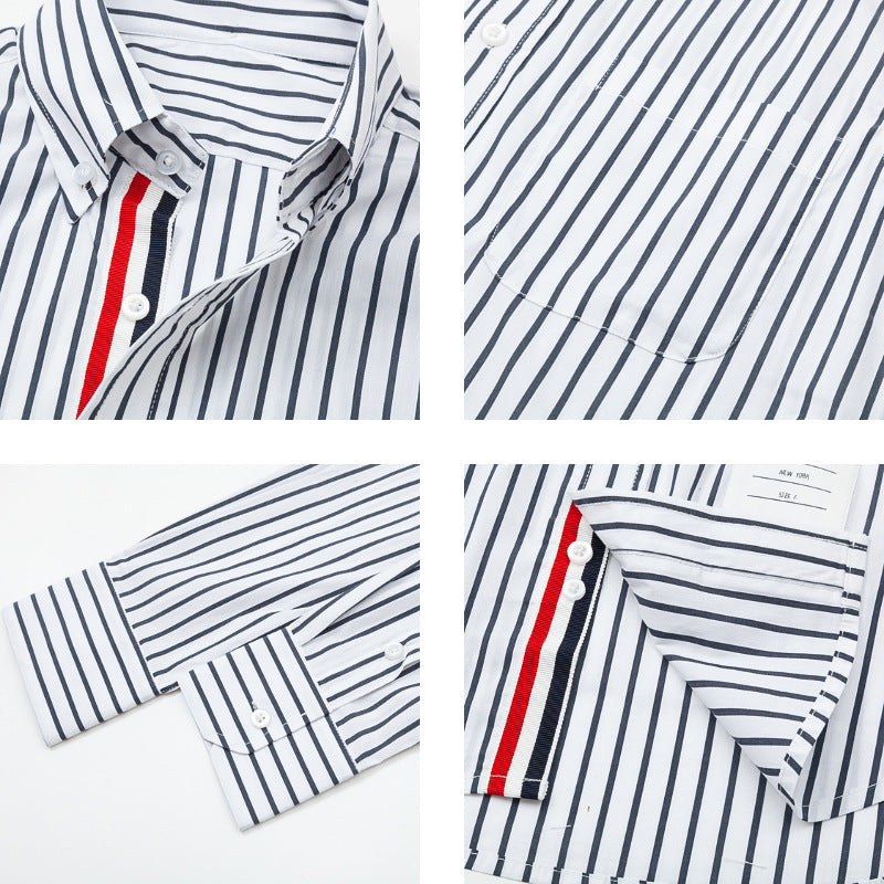 Blue and white patchwork shirt（副本） THOM TREND