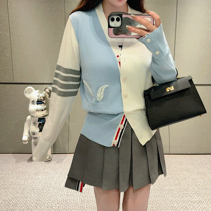 2025SS  Pocket Feather Intarsia Cardigan THOM TREND