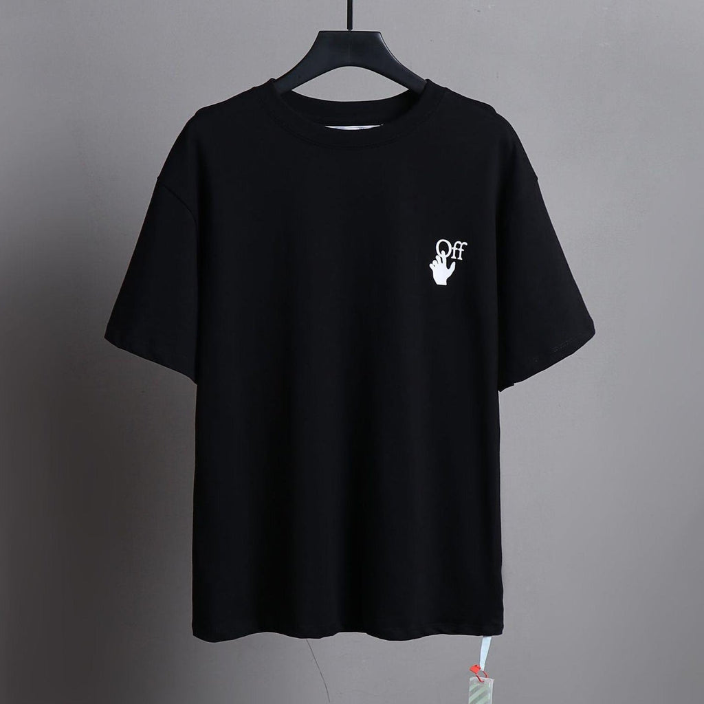 Off-White Orange Floral Arrow Back Print Cotton T-Shirt - Black product detail view