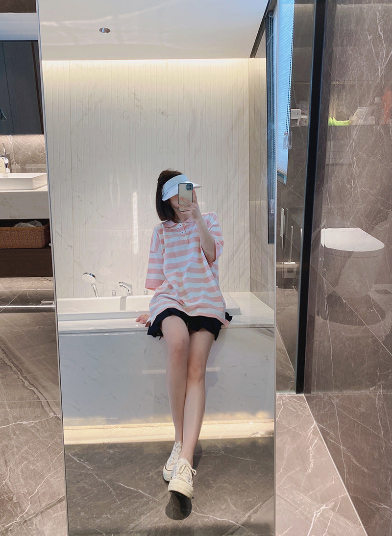 Contrast striped polo shirt