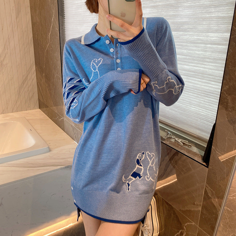 Drawstring Puppy Collar Long Sleeve Dress（复制） THOM TREND