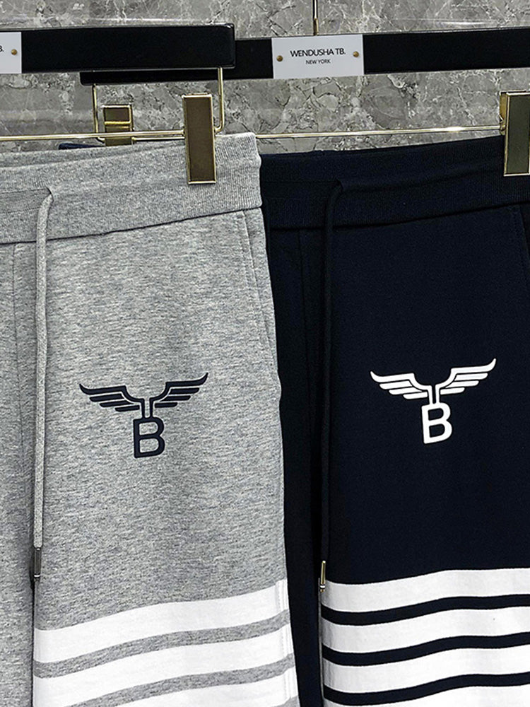 Letter-print yarn-dyed shorts THOM TREND