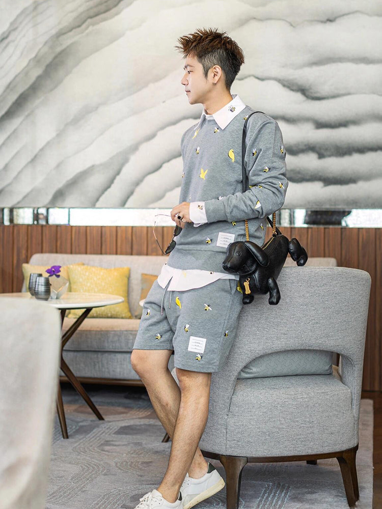 Bird and Bee Embroidered Zip-Up Hooded Cardigan（副本） THOM TREND