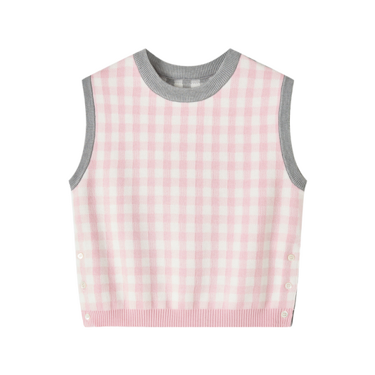 2025SS  Colorblock plaid vest THOM TREND