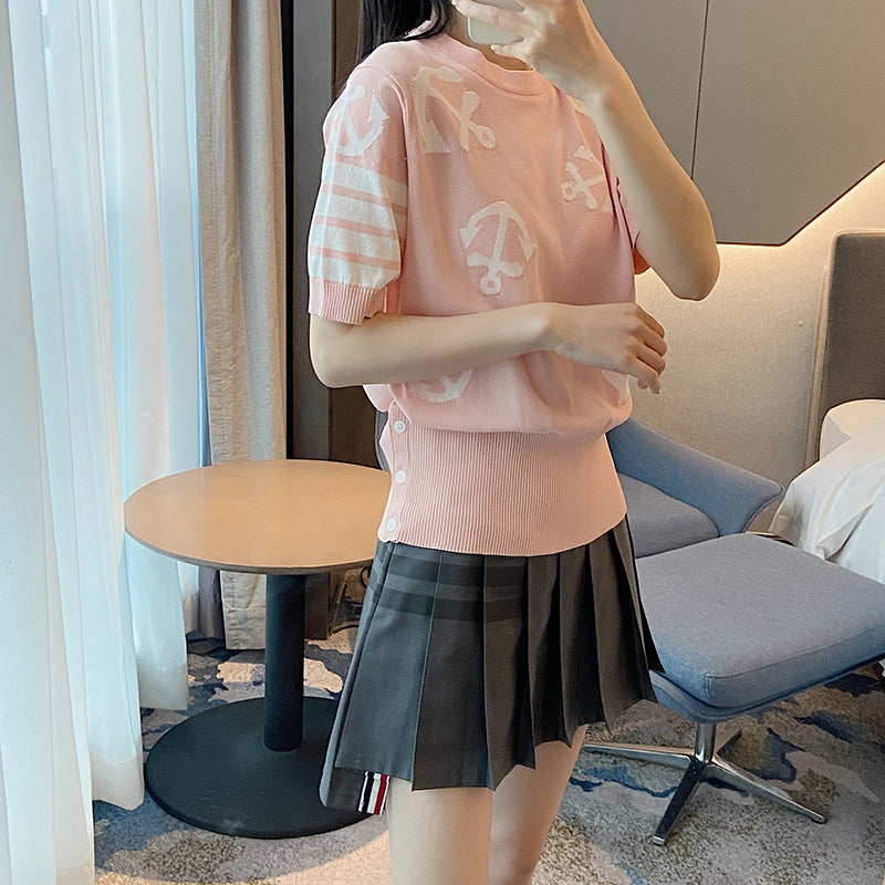 Round neck high waist T-shirt