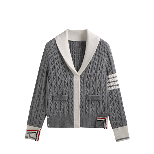 2025SS Lapel Cable Cardigan Sweater THOM TREND