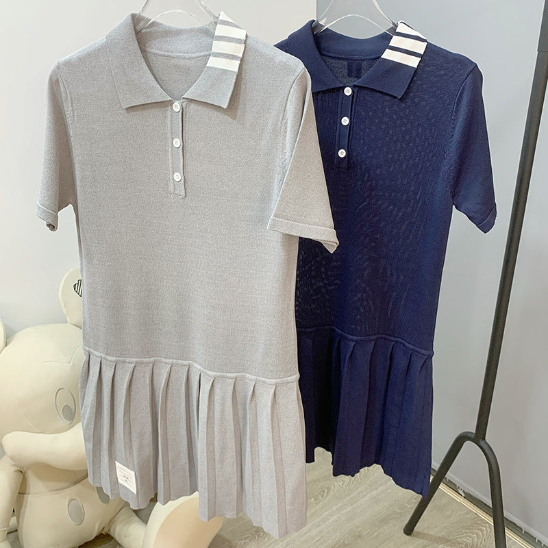 Women's four-stripe POLO collar dress THOM TREND