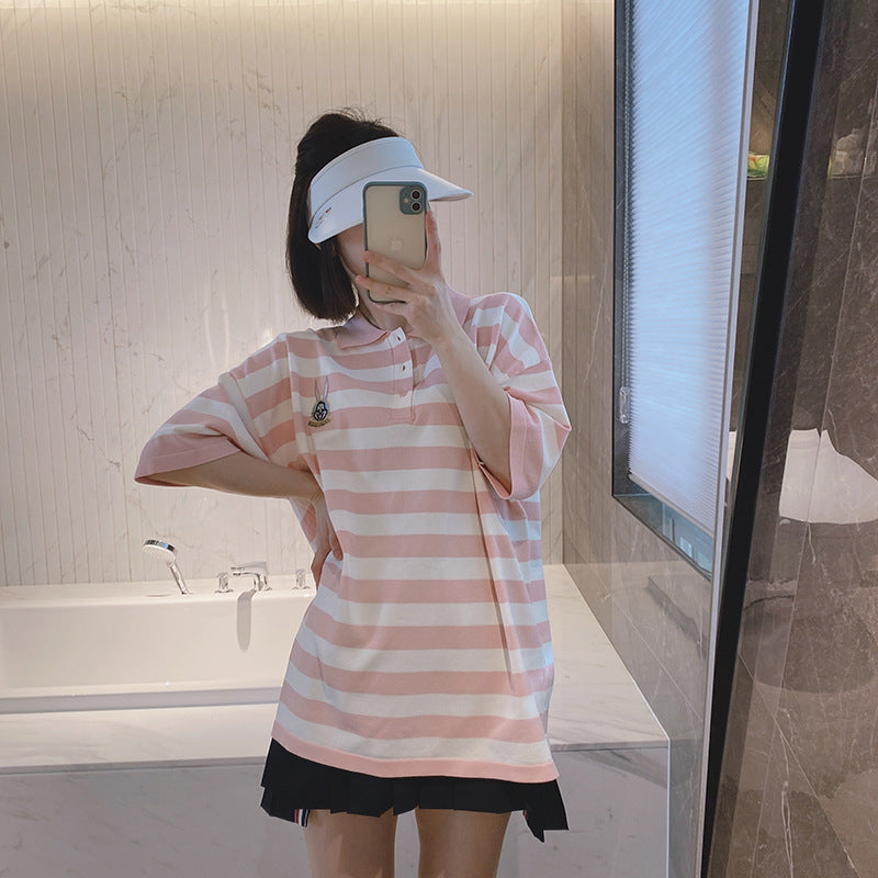 Contrast striped polo shirt