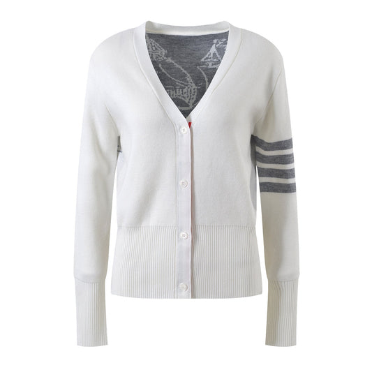 Four-Stripe Pink V-Neck Cardigan£¨¸±±¾£© THOM TREND