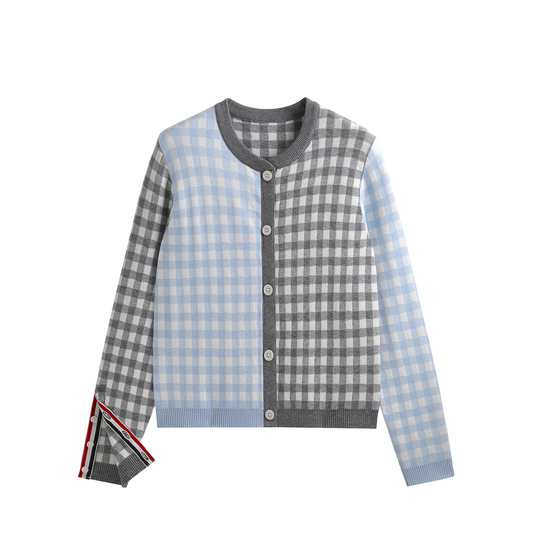 2025SS  Wool plaid cardigan THOM TREND