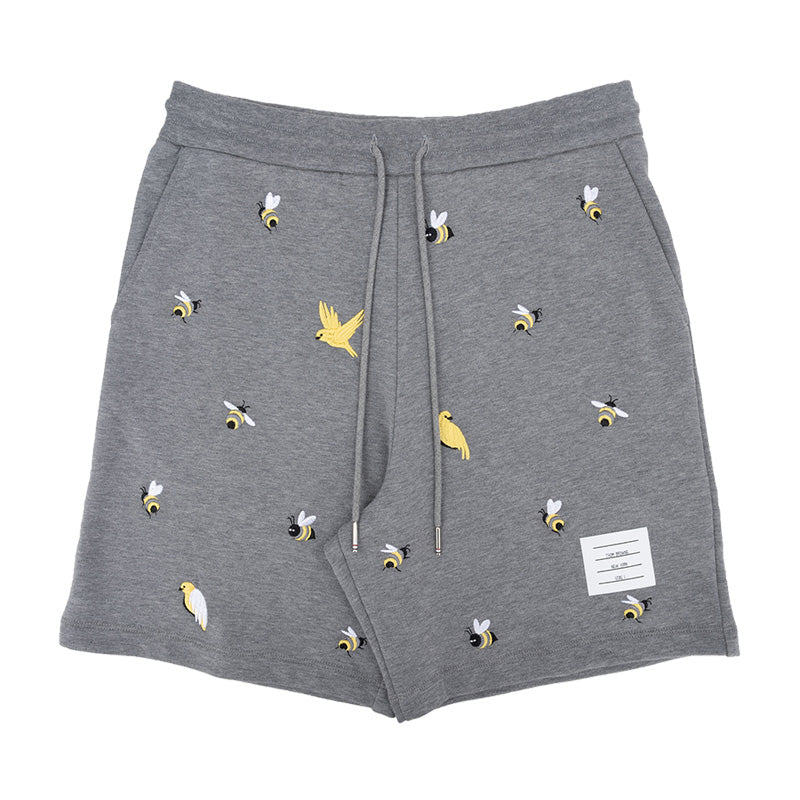 Bee and bird embroidered shorts THOM TREND