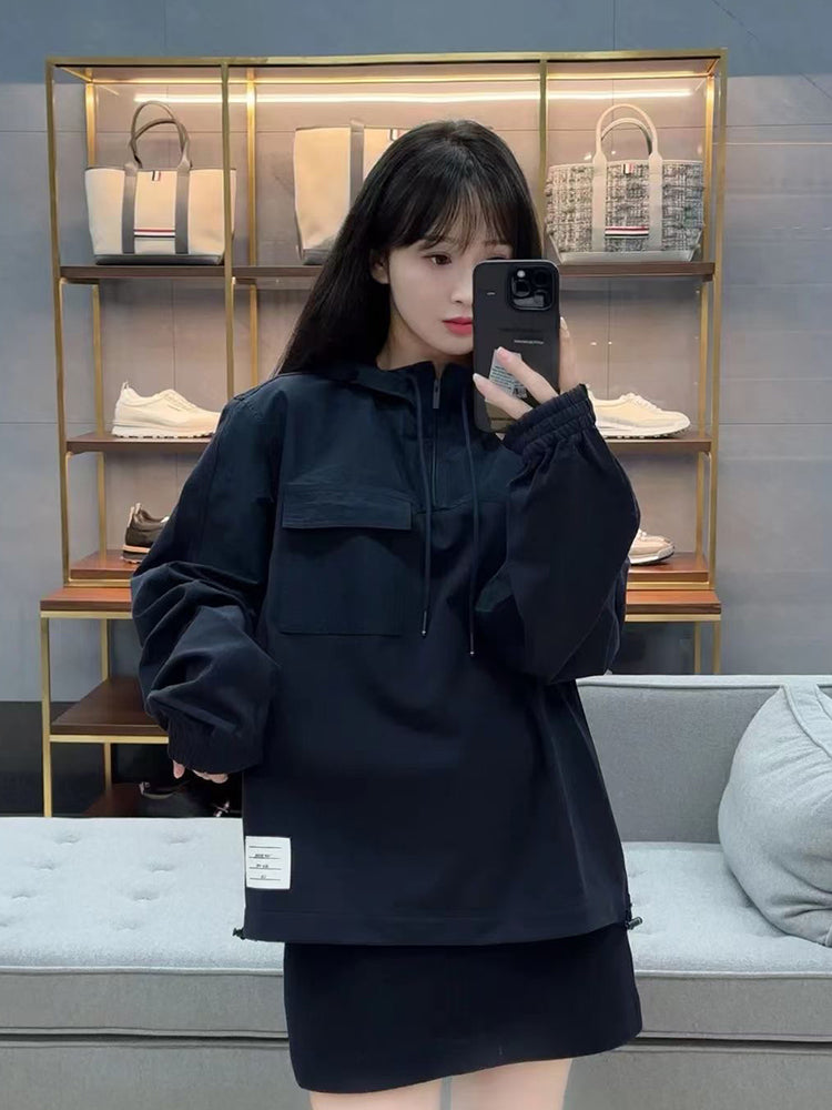 Patchwork half-zip hoodie THOM TREND