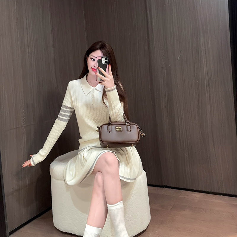 2025Preppy wool casual knit suit