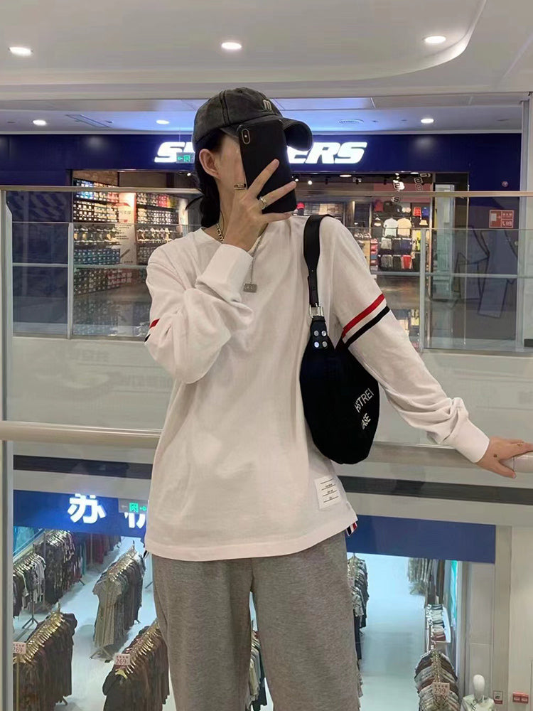 2025SS Double-sleeved ribbon T-shirt THOM TREND