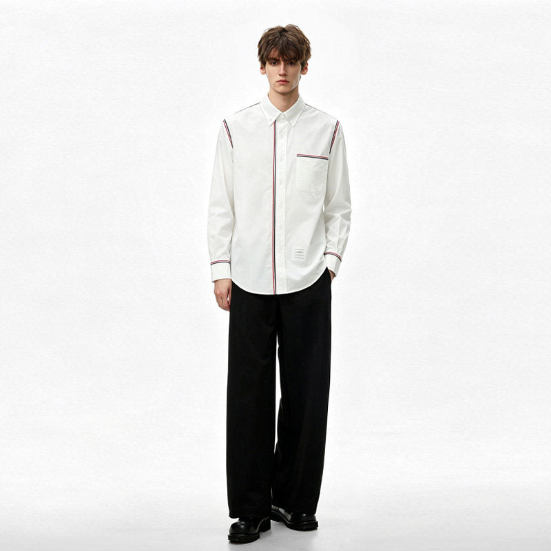 Tricolor Stripe Oxford Shirt ¨C Unisex THOM TREND