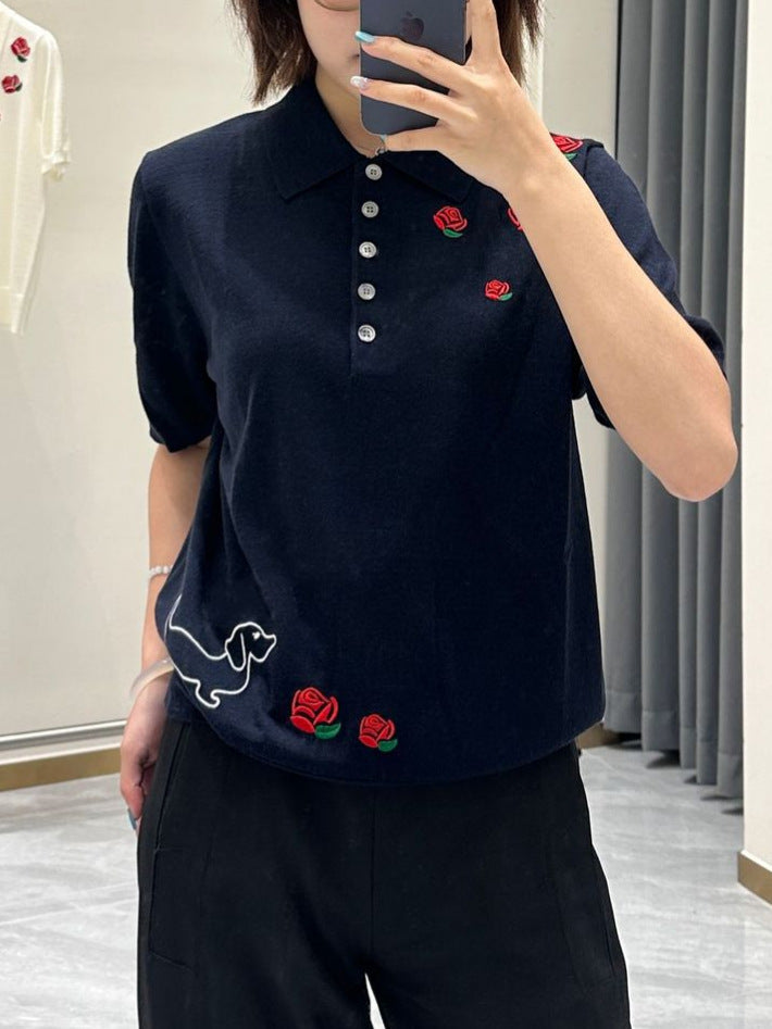 Women's polo neck long sleeve sweater（副本） THOM TREND