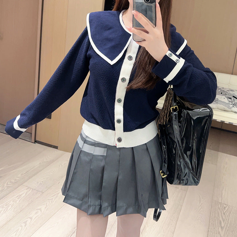 Preppy Lapel Knit Sweater