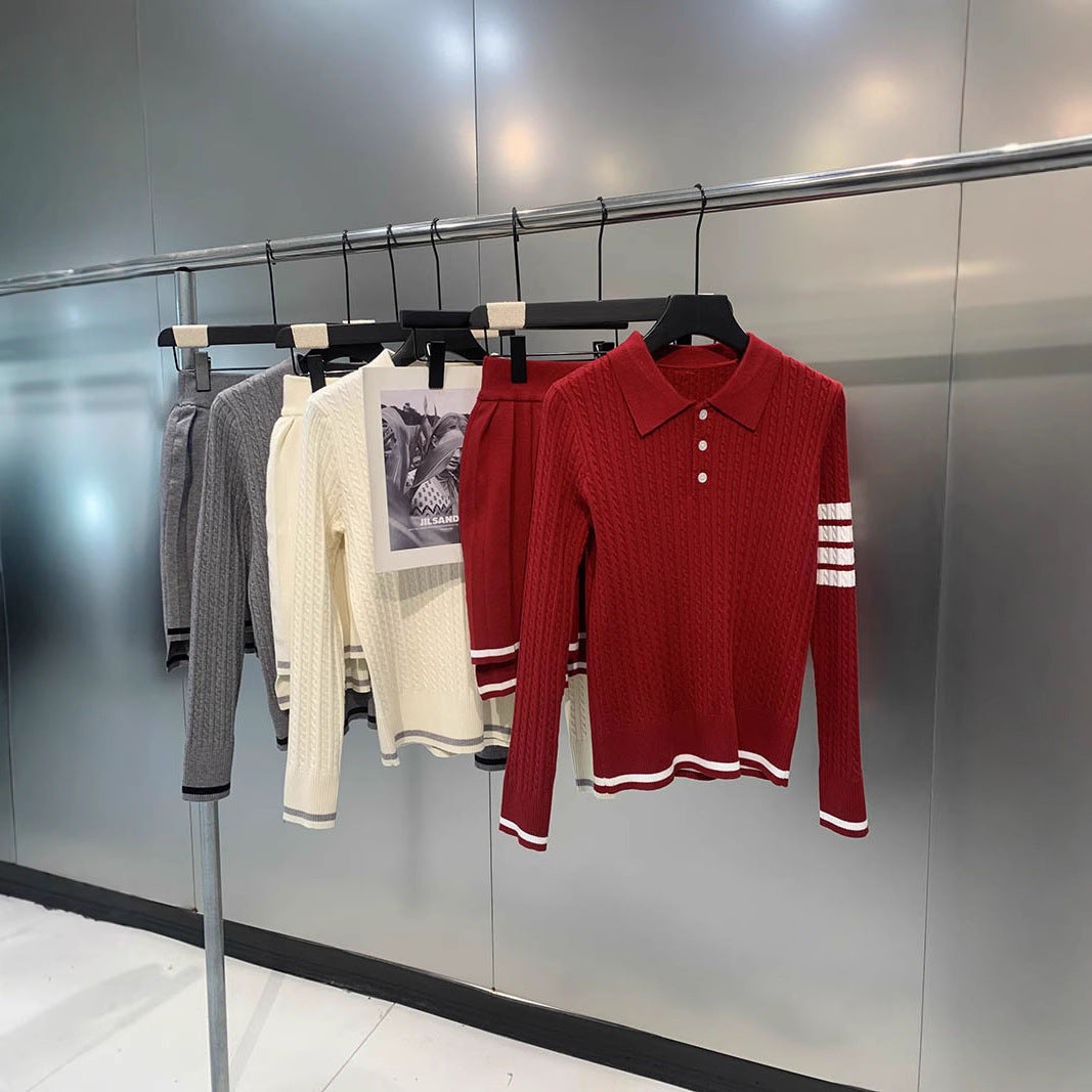 2025Preppy wool casual knit suit