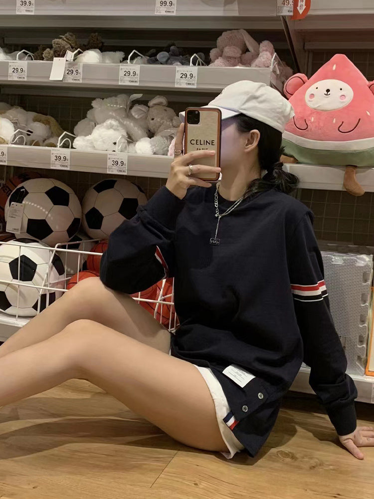 2025SS Double-sleeved ribbon T-shirt THOM TREND